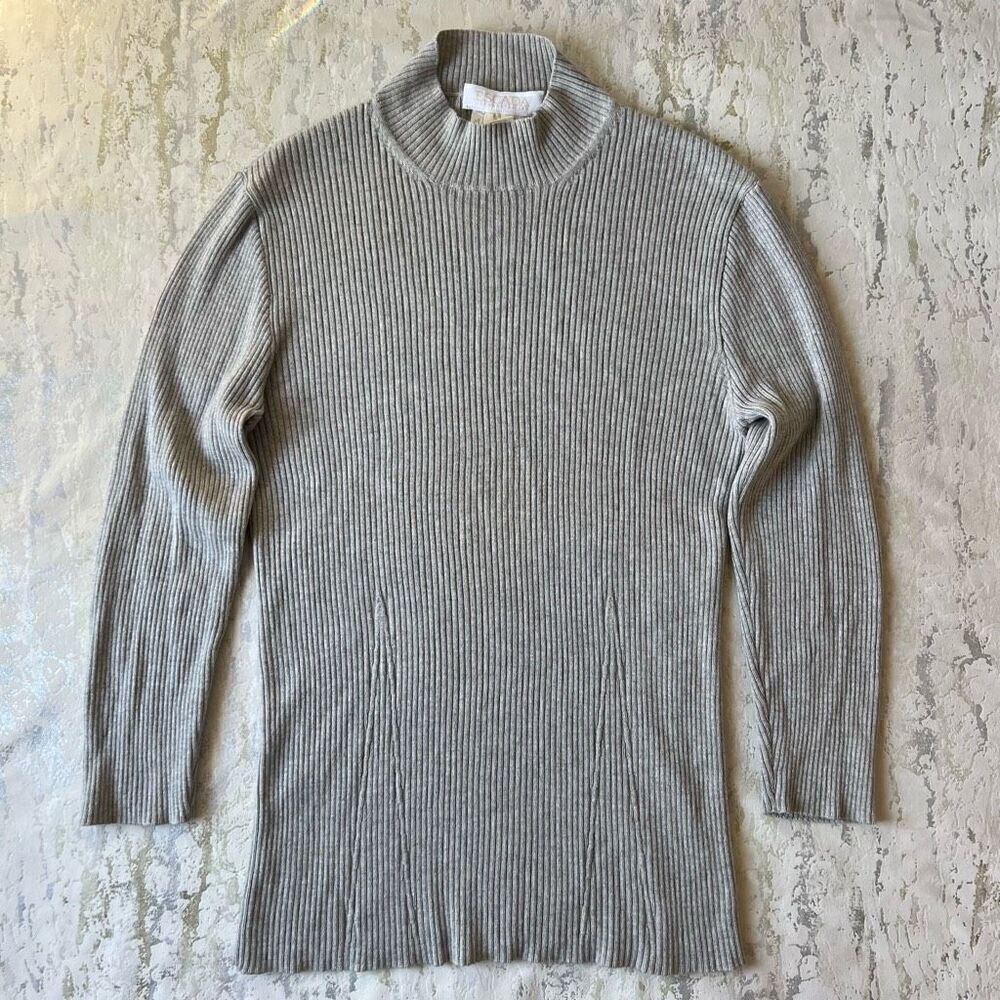 Escada Ribbed Cashmere Silk Mock Neck Sweater - Picture 12 of 12